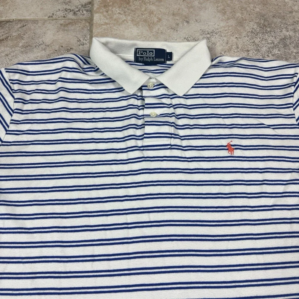 Polo by Ralph Lauren Shirt Mens Large‎ Striped Polo Preppy Short Sleeve